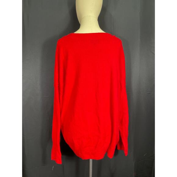 CeCe Christmas Sweater, Merry, Bright Red Soft Knit Large - Picture 4 of 6